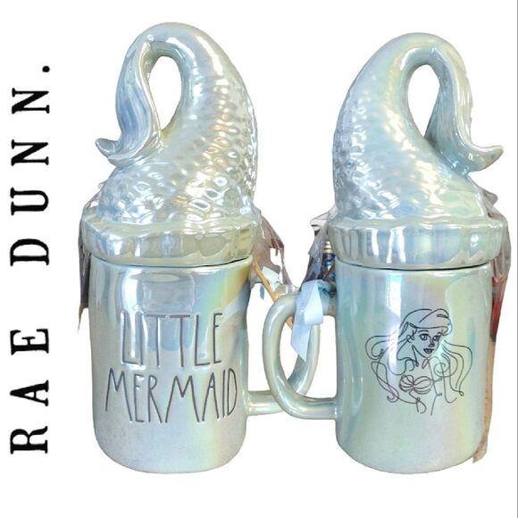 Rae Dunn The LITTLE MERMAID Disney Princess Mug with Top NWT - Picture 1 of 15